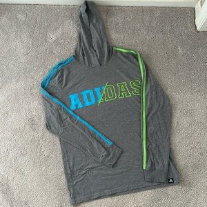 Adidas Boys Long Sleeve Hooded T-Shirt SZ XL